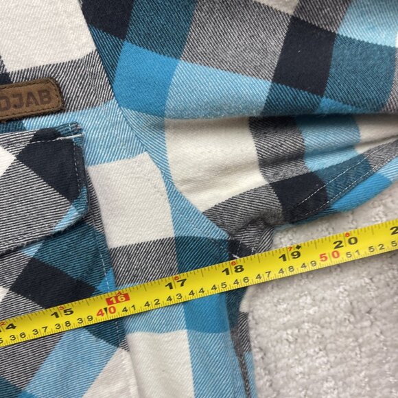 DJAB Simons Button Up Shirt Camp t Men Sz S White / Blue Plaid Surfer Skater - Picture 8 of 13